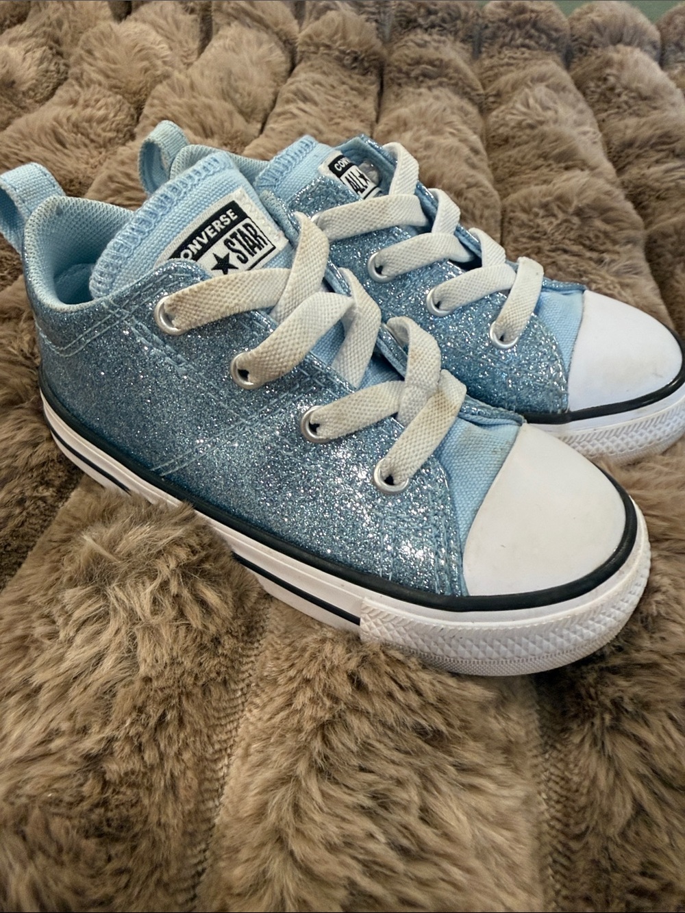 Converse Kids Light Blue Glitter Low Top Sneakers
